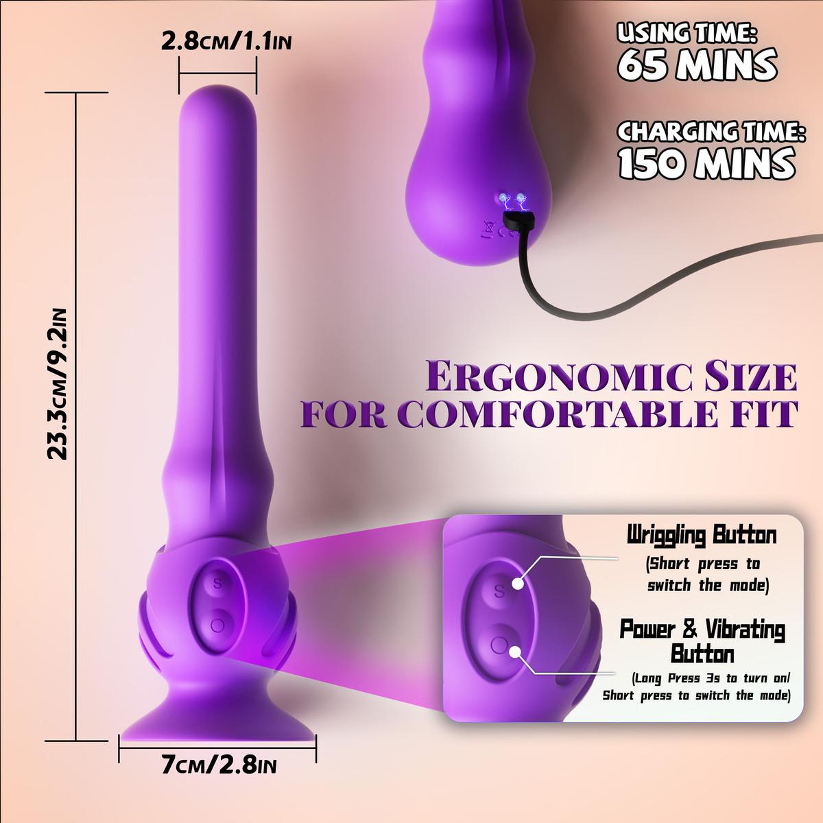Product dimensions and button layout graphic